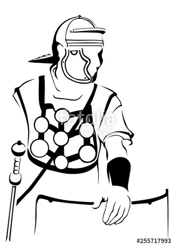 354x500 sketch drawing of an ancient roman warrior on a white background - Roman Warrior Drawing