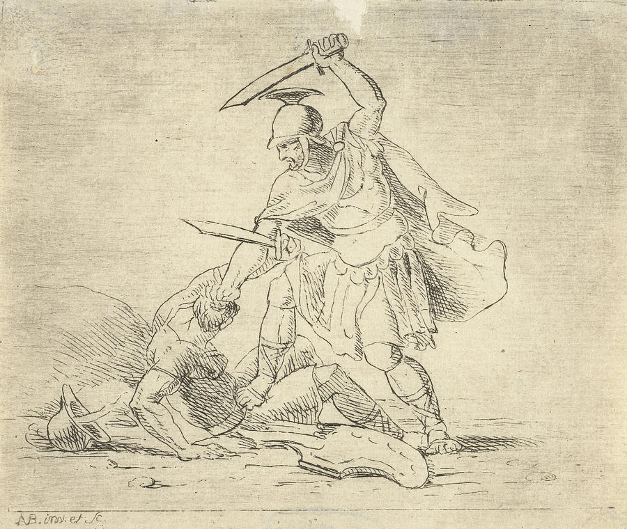 900x760 Two Roman Soldiers Fighting Each Other, Antonis Aloisius Drawing - Roman Warrior Drawing
