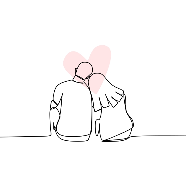 640x640 Concept Of Romantic Couple In Love Continuous Line Drawing Vector - Romantic Couple Drawing