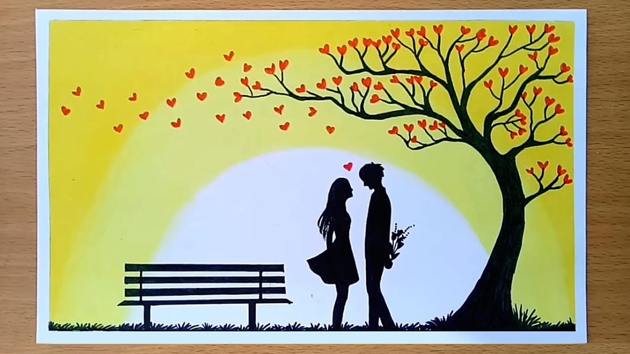 1280x720 How To Draw Romantic Couple Under Love Tree Valentine's Day - Romantic Couple Drawing