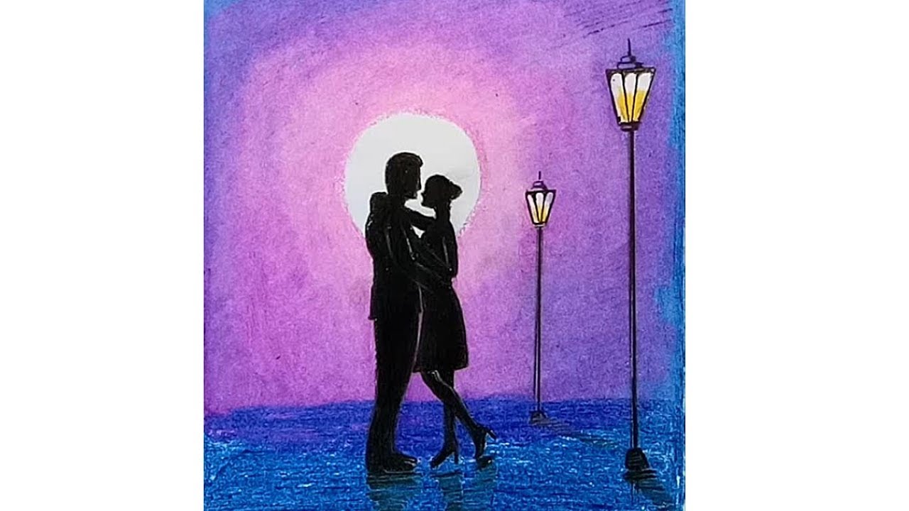 1280x720 How To Draw Scenery Of Romantic Couple - Romantic Couple Drawing