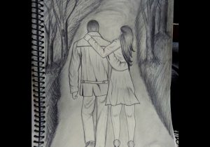 300x210 romantic couple sketch pictures for facebook love couple drawings - Romantic Couple Drawing