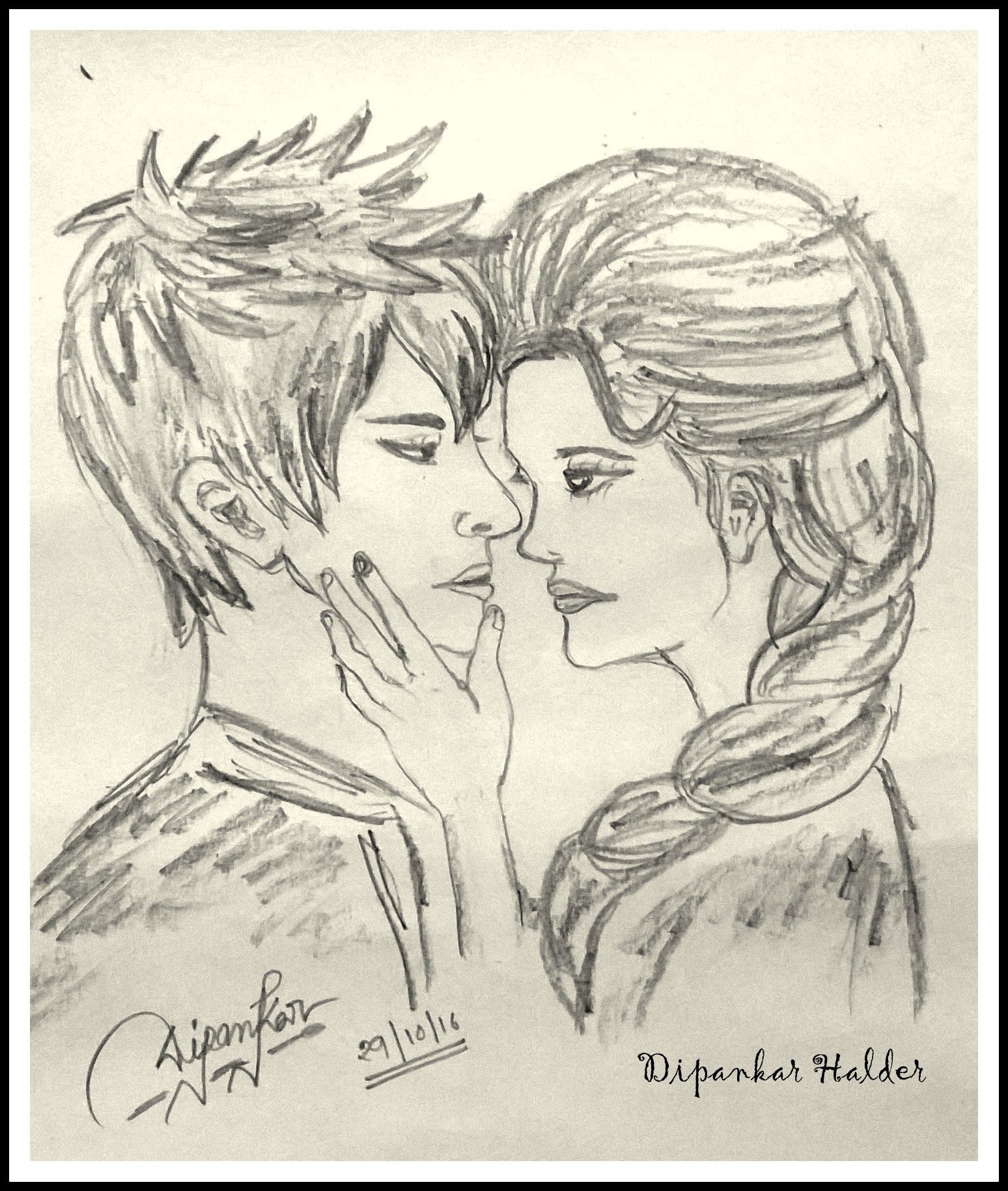 1548x1828 Couple Drawing Artist Dipankar Halder - Romantic Couple Drawing Images