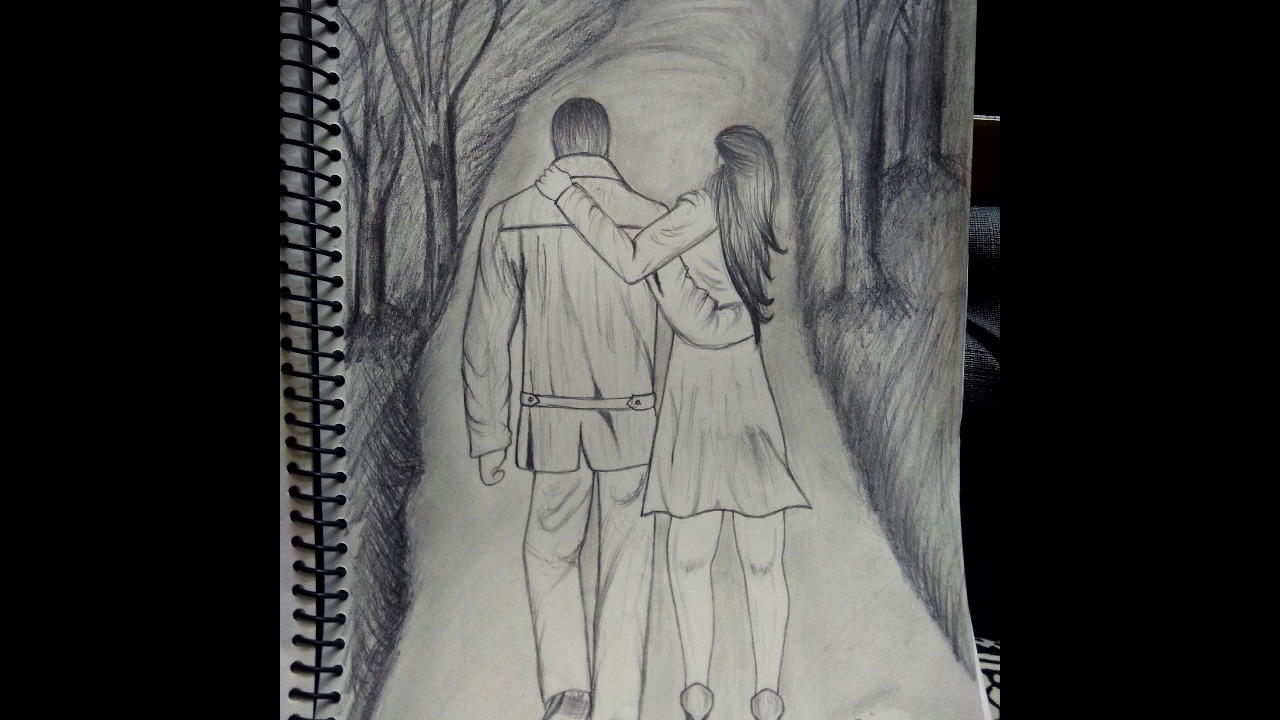 1280x720 How To Draw A Romantic Couple Holding Hands - Romantic Kiss Drawing