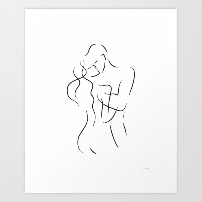 700x700 kiss drawing romantic art for bedroom decor art print - Romantic Kiss Drawing