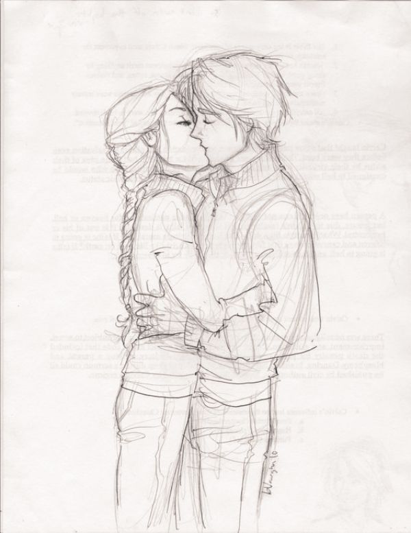600x777 Romantic Couple Pencil Sketches And Drawings Cool Drawings - Romantic Kiss Drawing