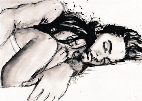 600x428 Pictures Romantic Couple Sketches - Romantic Kiss Drawing