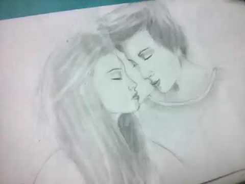 480x360 romantic couple drawing how to draw a romantic couple - Romantic Kiss Drawing