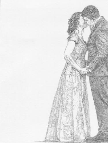 375x498 wedding day kiss drawing - Romantic Kiss Drawing