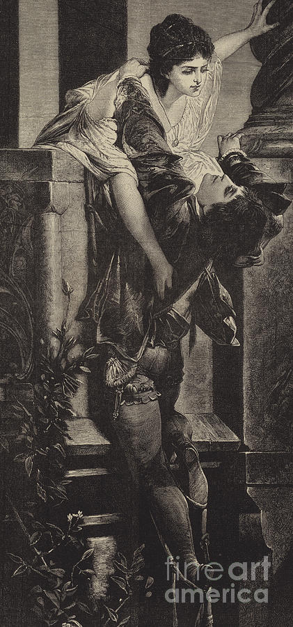 421x900 the balcony scene from romeo and juliet act ii scene ii drawing - Romeo And Juliet Balcony Drawing