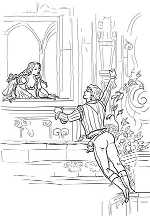 300x430 click romeo and juliet balcony scene coloring - Romeo And Juliet Balcony Drawing