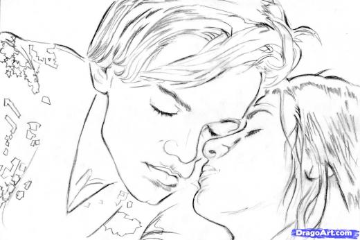 520x346 Step How To Draw Romeo And Juliet - Romeo And Juliet Cartoon Drawing