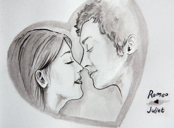 611x450 Romeo And Juliet Drawing Pic Drawing Skill - Romeo And Juliet Drawing