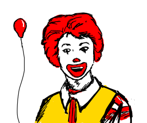 300x250 ronald mcdonald holding tiny balloon drawing - Ronald Mcdonald Drawing