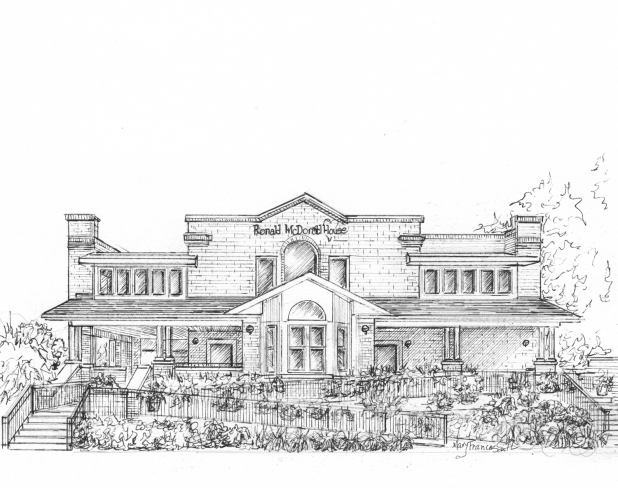 618x488 architectural drawing of your building in ink home portraits - Ronald Mcdonald House Drawing
