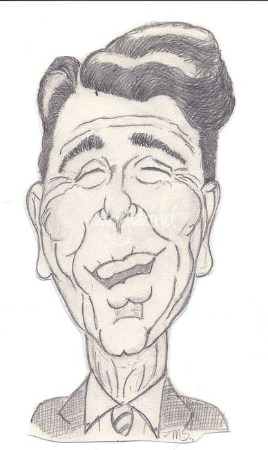 388x650 Ronald Reagan Caricature - Ronald Reagan Drawing