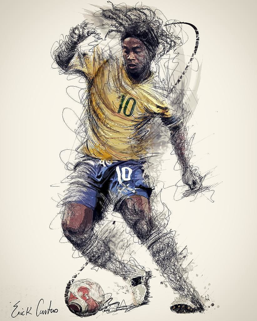 822x1027 Art Motive Ronaldinho Drawing,sketches Stuff Ronaldinho - Ronaldinho Drawing