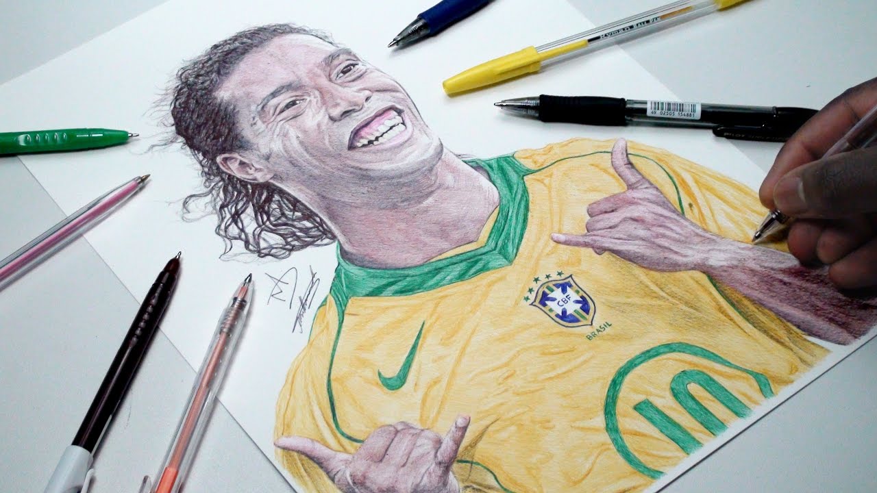 1280x720 Ronaldinho Pen Drawing - Ronaldinho Drawing