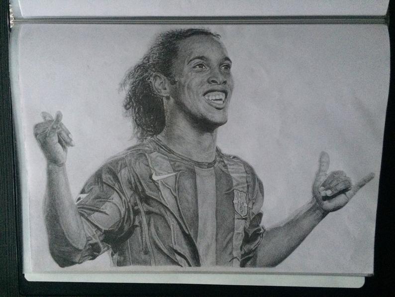 794x596 Ronaldinho Original Drawing Etsy - Ronaldinho Drawing