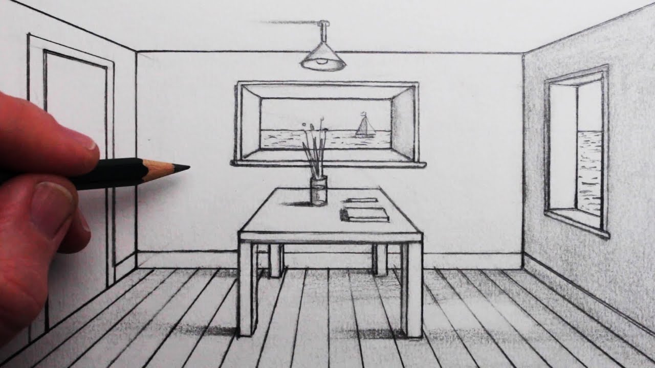 1280x720 How To Draw A Room In Point Perspective For Beginners - Room Drawing