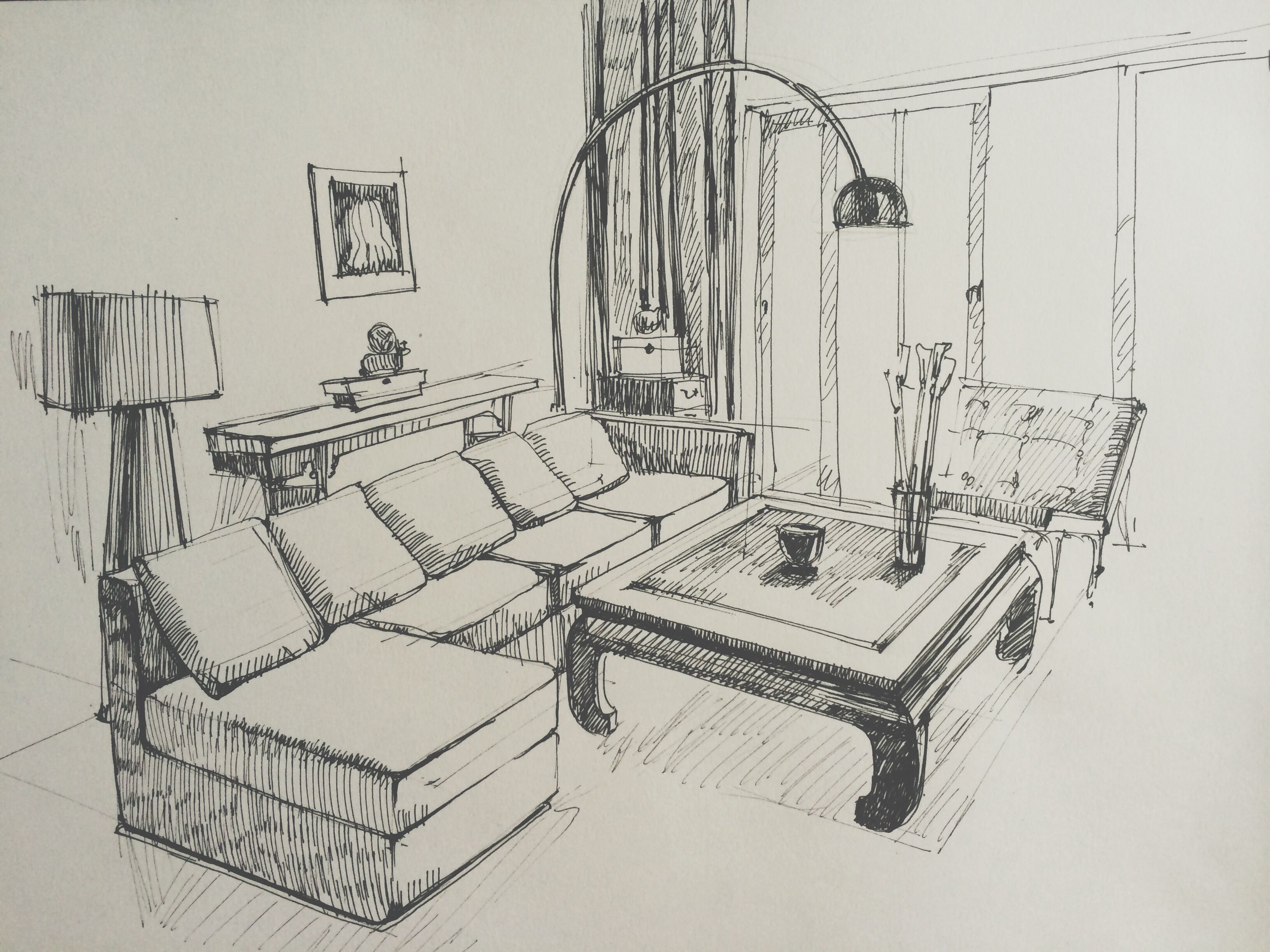 3264x2448 Living Room Sketch Interior Sketches In Sketches - Room Drawing