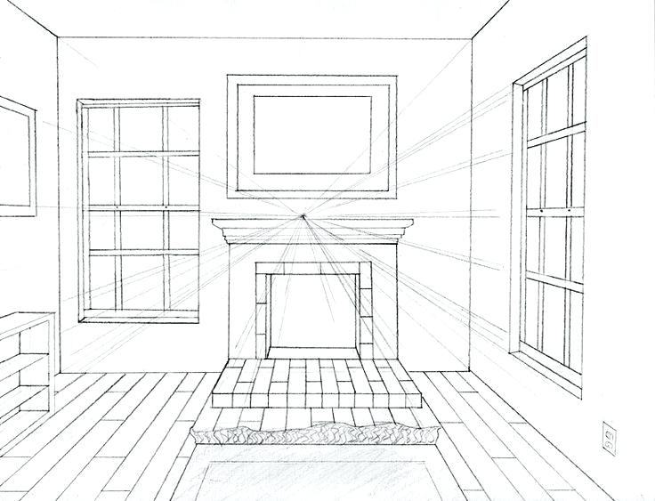736x563 Room Perspective - Room Drawing