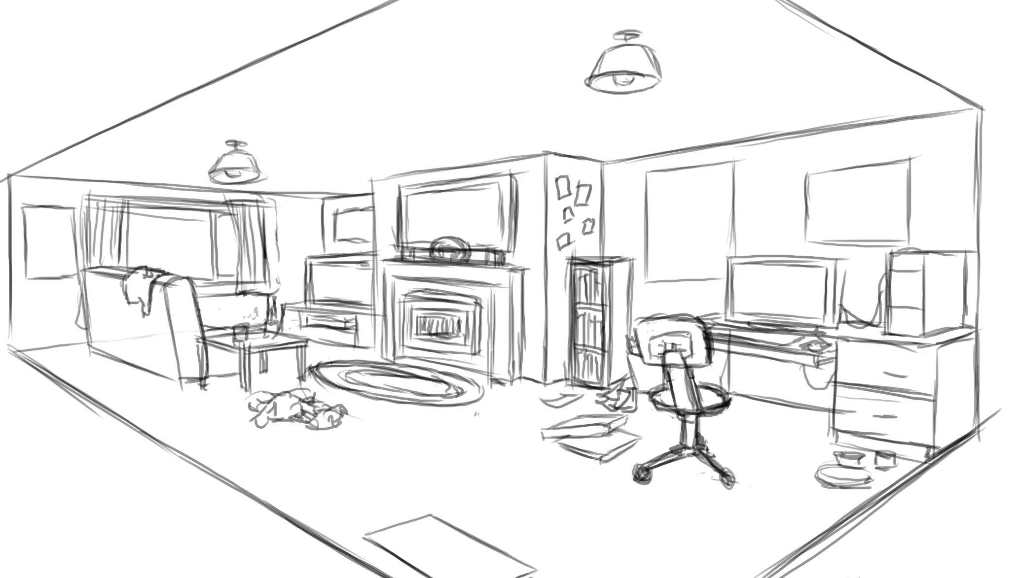 2064x1173 interior environment design living room sammi's doodle blog - Room Line Drawing