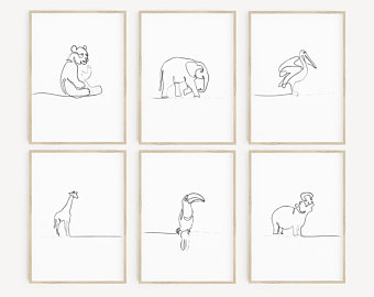 340x270 Line Drawing Etsy - Room Line Drawing