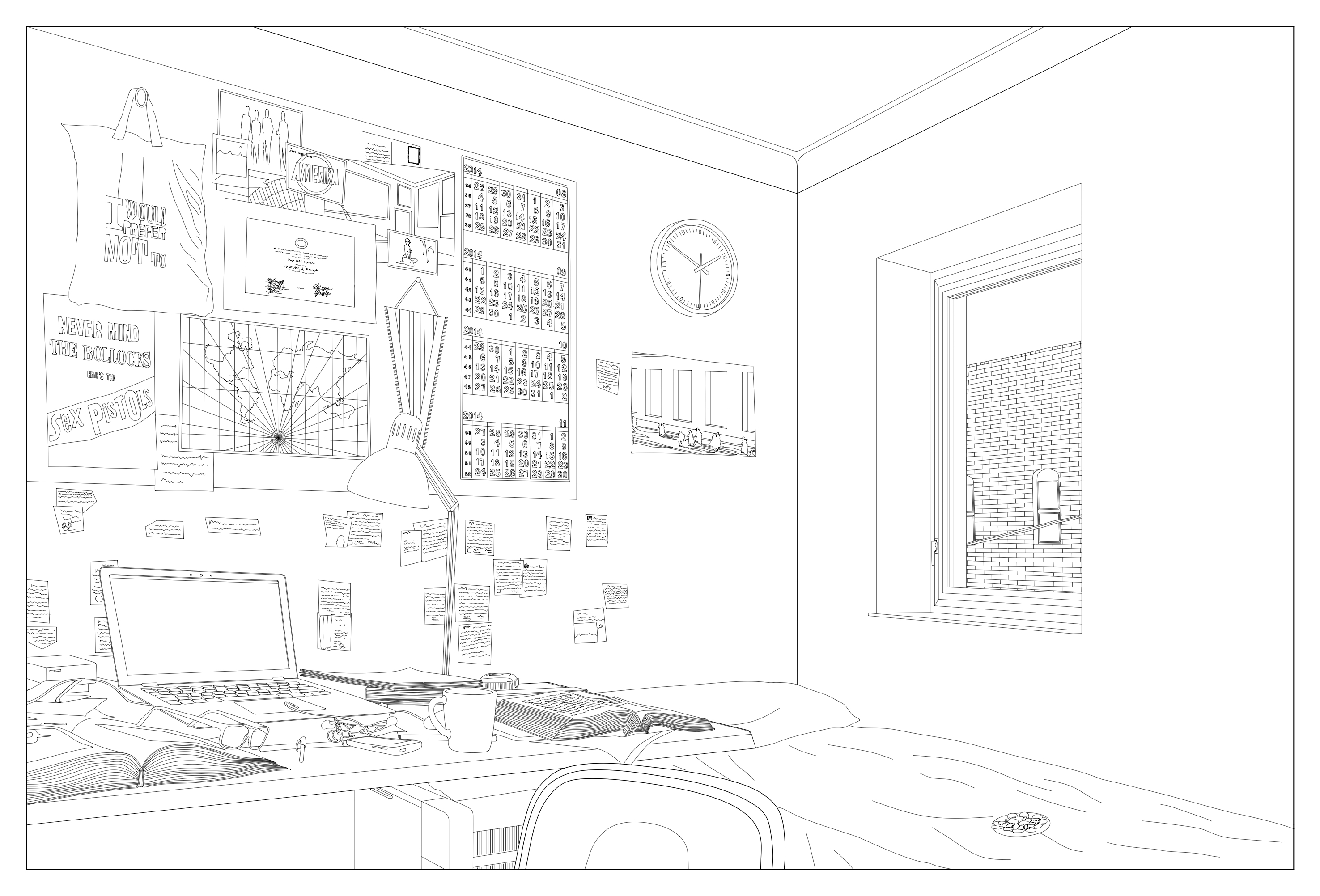 2951x2004 living together is only possible if there is always - Room Line Drawing