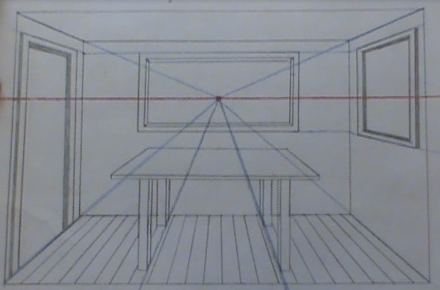 883x581 Linear Perspective Drawing Lesson Series - Room Perspective Drawing