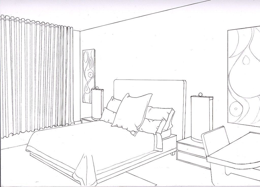 1024x736 One Point Perspective Bedroom Smallroomsdesigns Children - Room Perspective Drawing