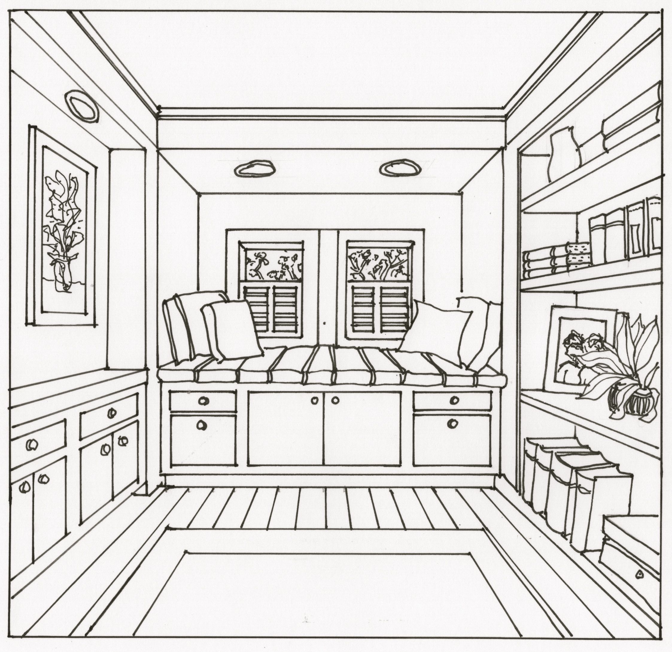 2246x2178 Photos House Interior Living Room Perspective Window Seat Drawing - Room Perspective Drawing