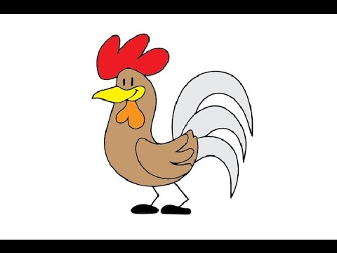 480x360 how to draw a cartoon rooster easy step - Rooster Cartoon Drawing