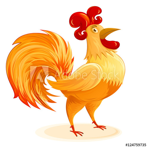 500x500 rooster as a symbol of christmas and new year cartoon drawing - Rooster Cartoon Drawing