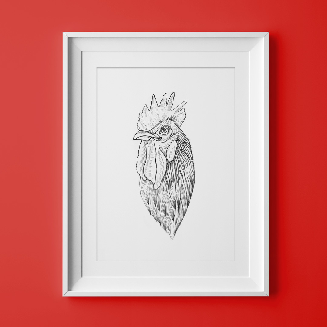 1080x1080 Rooster Drawing - Rooster Drawing