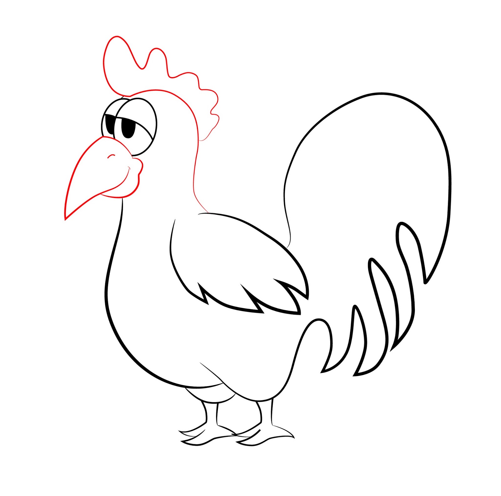 1600x1583 How To Draw A Cartoon Rooster - Rooster Drawing
