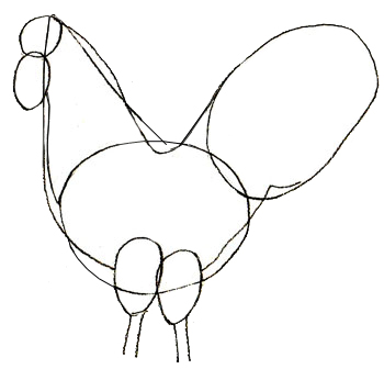 350x336 Drawn Rooster Easy - Rooster Drawing Easy