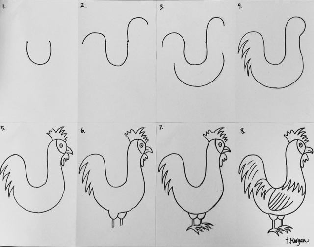 Рисунок петуха поэтапно