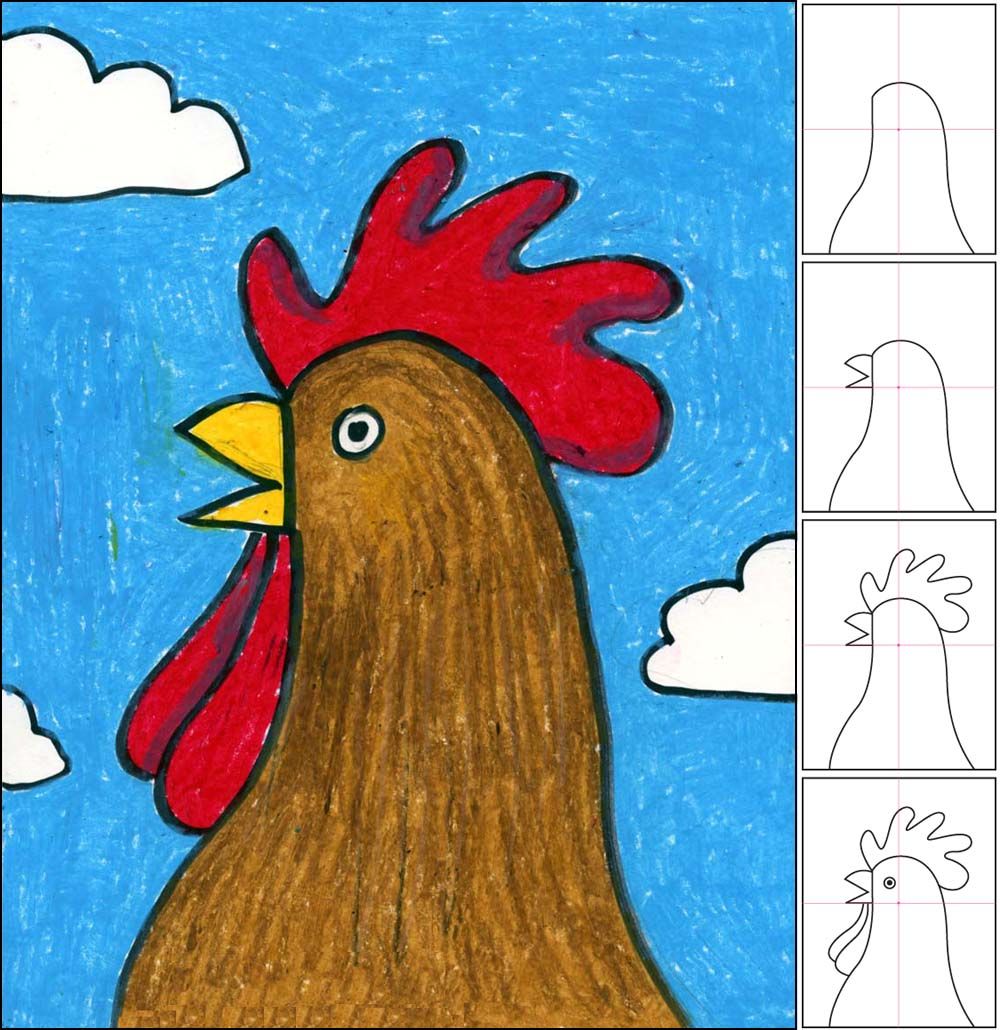 1000x1030 how to draw a rooster art drawing lessons rooster art - Rooster Drawing For Kids