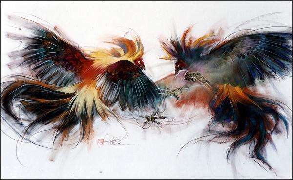 Rooster Fight Drawing At PaintingValley.com | Explore Collection Of ...