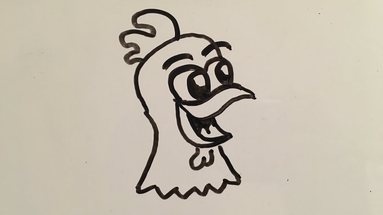1280x720 How To Draw A Cartoon Rooster Head - Rooster Head Drawing