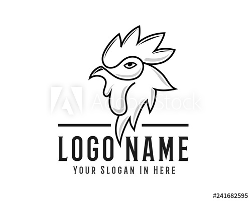 500x400 head rooster, head chicken drawing line art logo design - Rooster Head Drawing