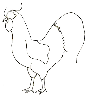 350x379 How To Draw A Rooster - Rooster Line Drawing