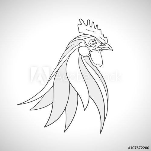 500x500 Line Drawing Of A Farm Bird - Rooster Line Drawing