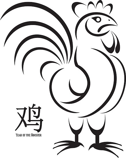 437x550 Year Of The Rooster Line Art Posters - Rooster Line Drawing