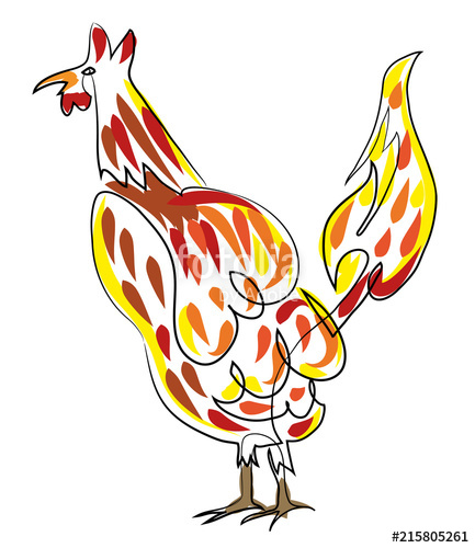 433x500 poultry rooster simple line drawing illustration of rooster - Rooster Line Drawing