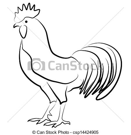 450x466 Rooster Silhouette Isolated On White - Rooster Line Drawing
