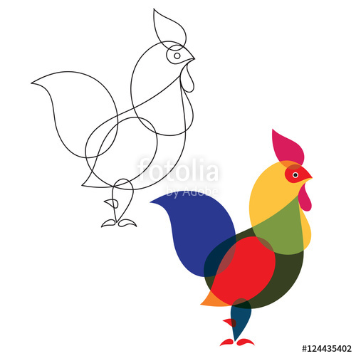 500x500 outline drawing of a rooster coloring vector image stock image - Rooster Outline Drawing