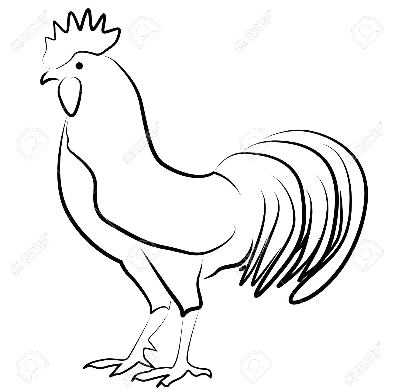 1300x1290 Rooster Clipart Outline Great Free Clipart, Silhouette, Coloring - Rooster Outline Drawing