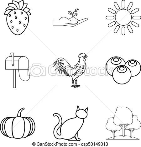450x470 rooster icons set, outline style rooster icons set outline set - Rooster Outline Drawing